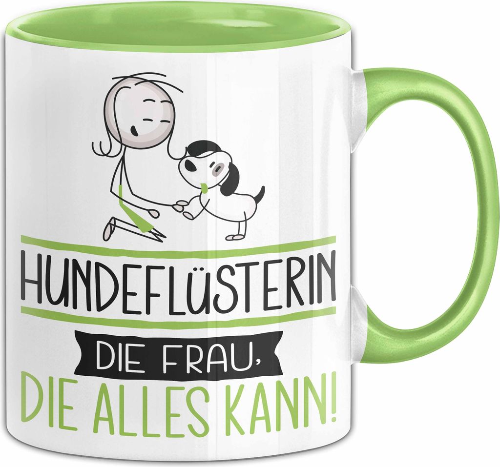 Hundeflüsterin Geschenk Tasse Becher Die Frau Die Allen Kann Geschenkidee für eine Hundeflüsterin Lustig (Grün)