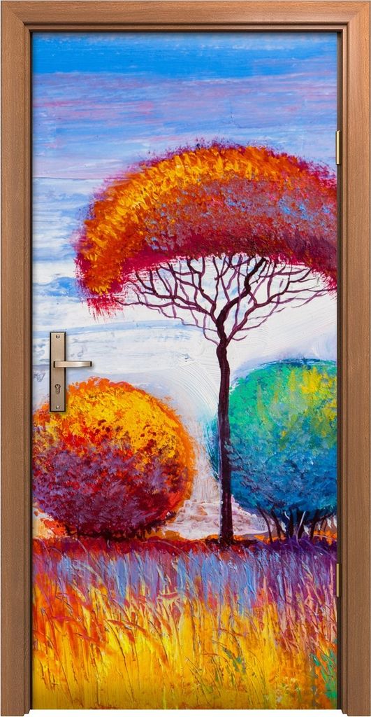 Türposter 90x200 cm Türaufkleber Türtapete Türfolie Klebefolie Original Gemälde der Herbst Landschaft