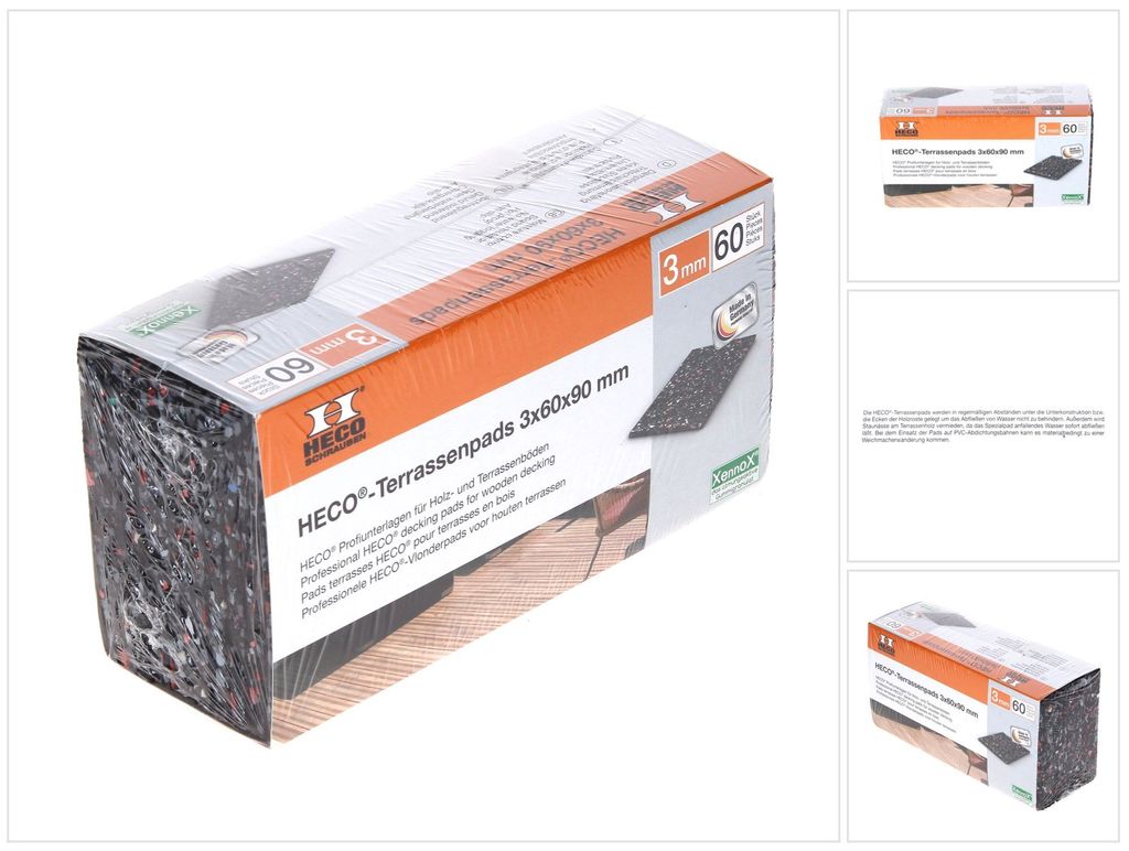 HECO Terrassen Pads Gummi Rutschfest 3 mm 60 Stk. ( 49770 )