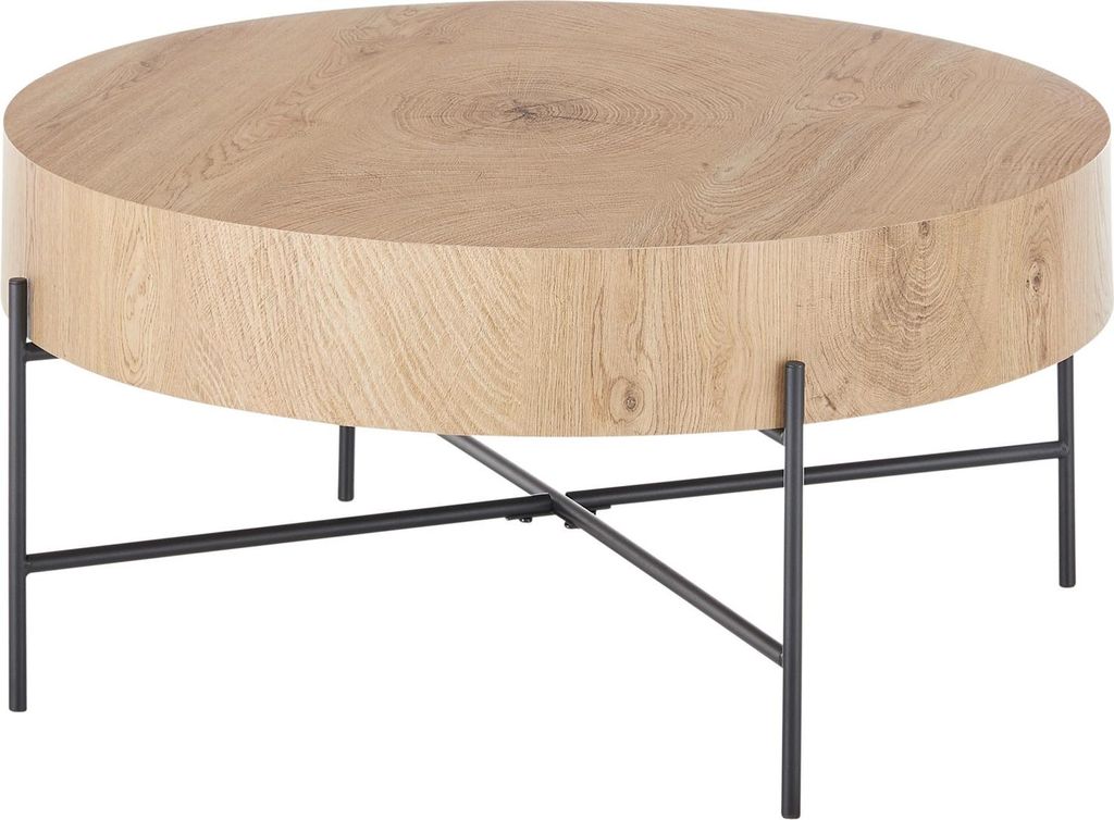 Couchtisch >MANACOR< in Eiche Nachbildung, Holzwerkstoff / Metall - 37x80cm (HxD)