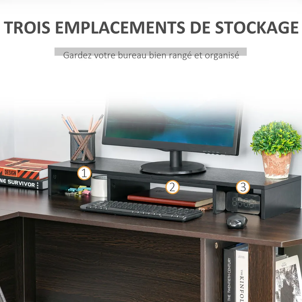 Support écran PC pour bureau, rehausseur extensible et réglable noir - 9
