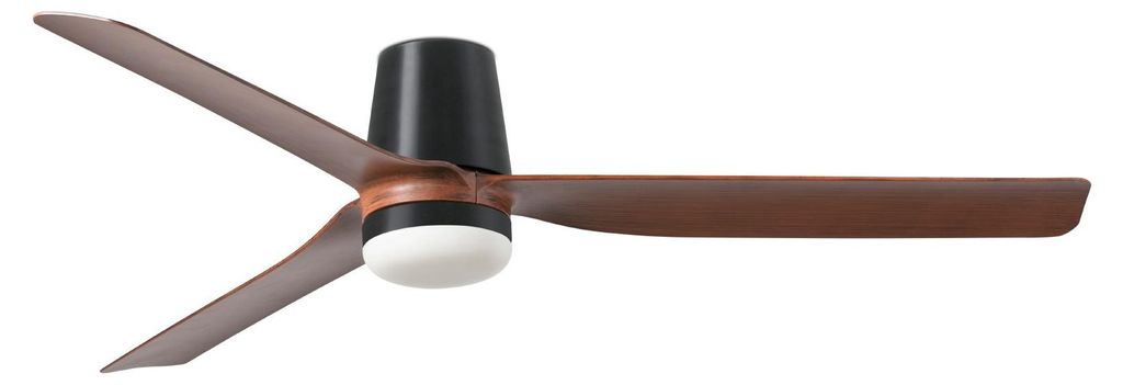 Energiespar Deckenventilator mit LED Beleuchtung und Fernbedienung Punt Tub Schwarz / Nussbaum