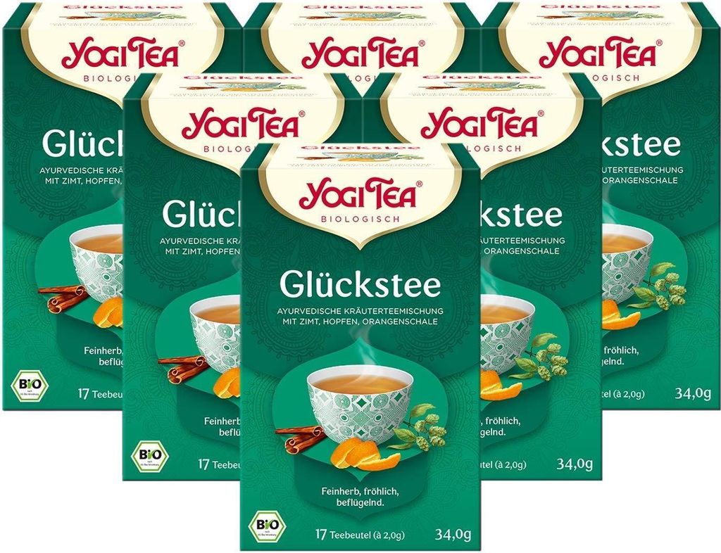 Yogi Tea, Glücks Tee, 17 Teebeutel - 10er Pack (10 x 34 g)