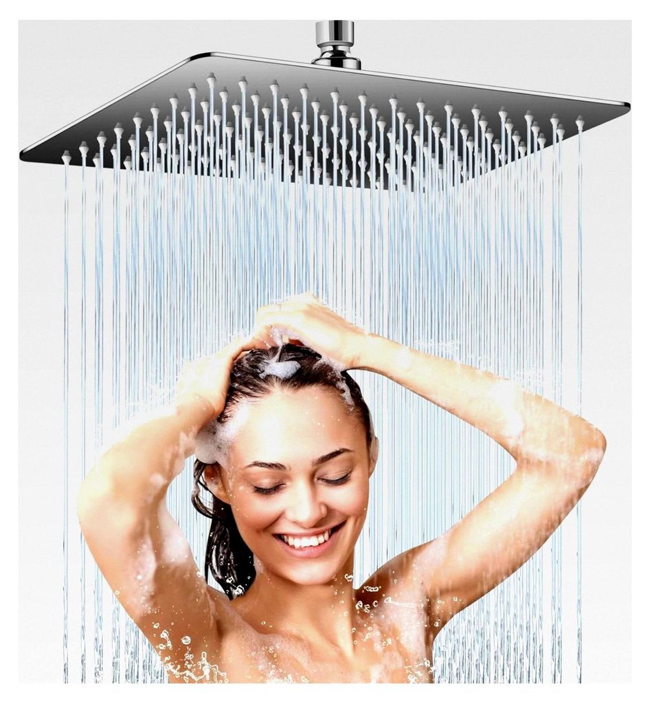 Regendusche Duschkopf 30x30cm, Duschkopf aus Edelstahl 304 Quadrat, Kopfbrause mit gebürstetem Chrom-Finish, selbstreinigende Duschbrause, install...
