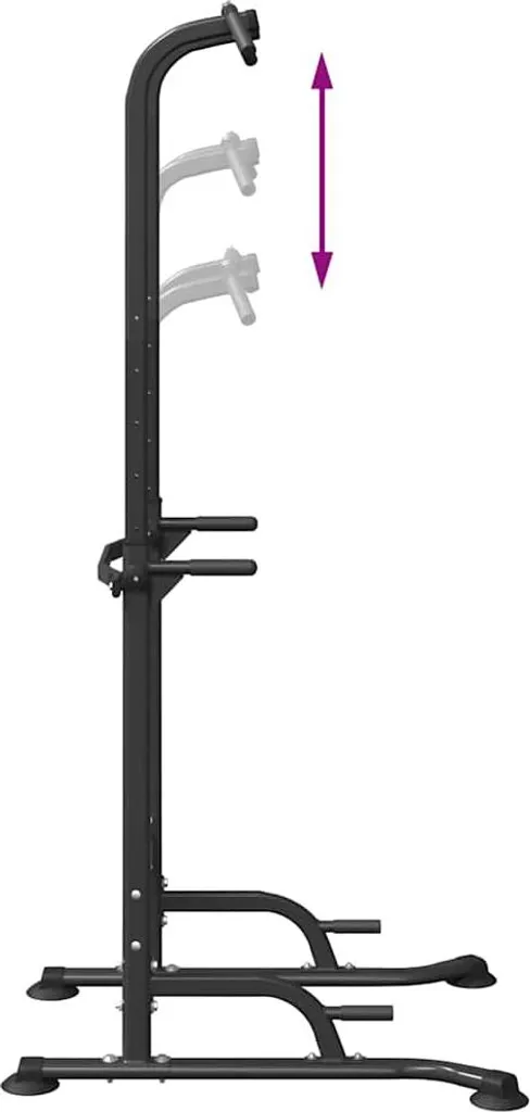 Station de dips robuste Power Tower noire avec barre de traction fixe