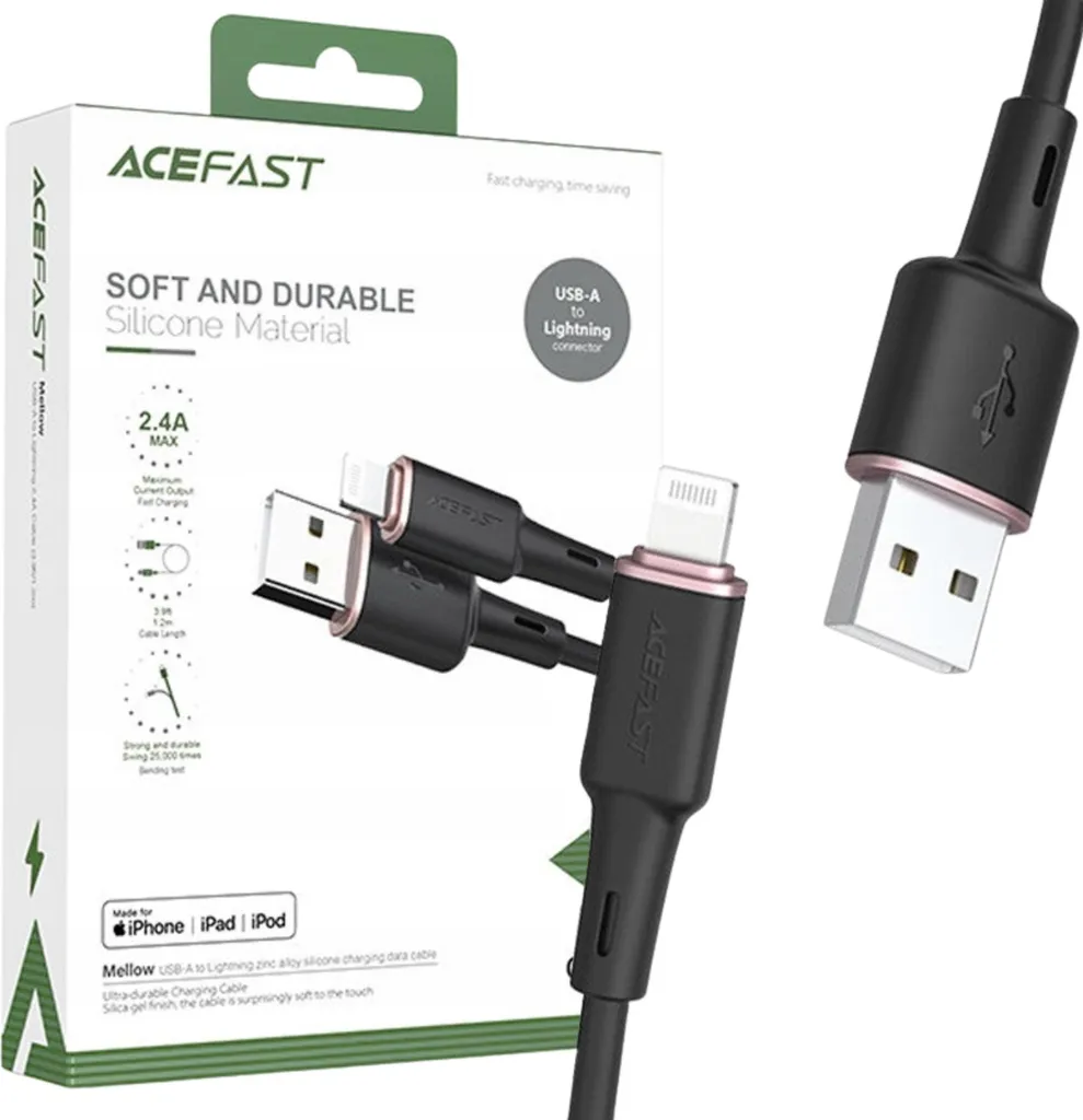 Cavo Acefast Mfi Usb Tipo C - Lightning 1,2M, 30W, 3A Nero (C2-01 Nero)