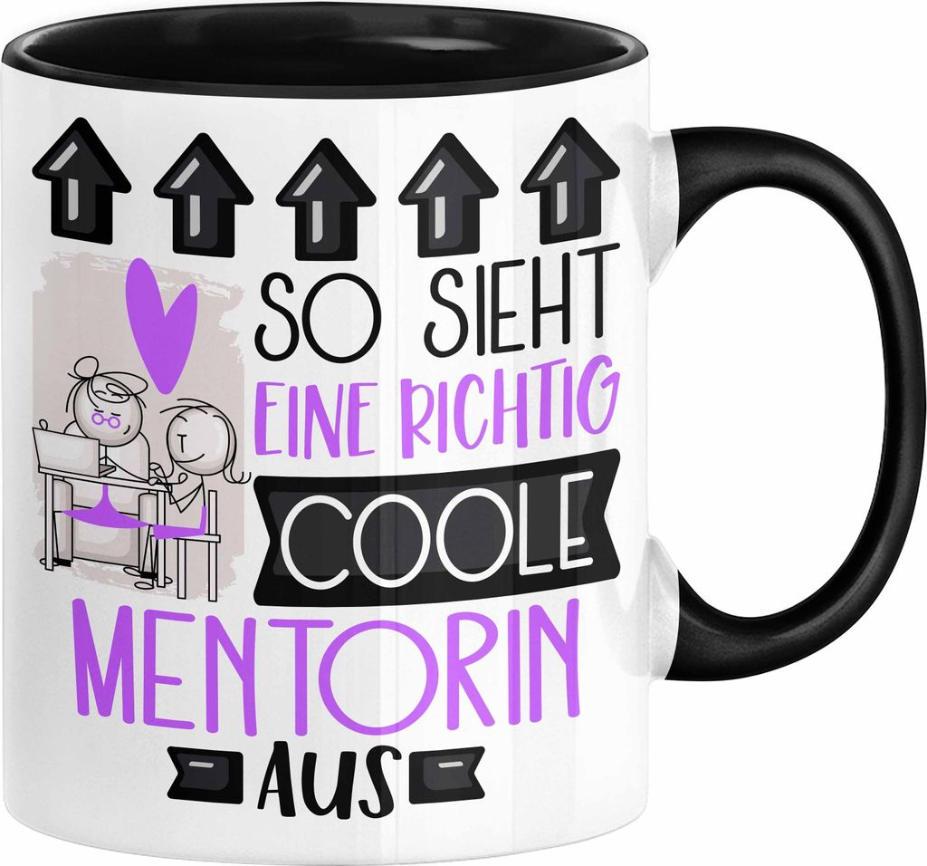 Mentorin Geschenk Tasse Lustig Geschenkidee für Mentorin Geburtstag So Sieht Eine Richtig Coole Mentorin Aus Frauen Spruch (Schwarz)