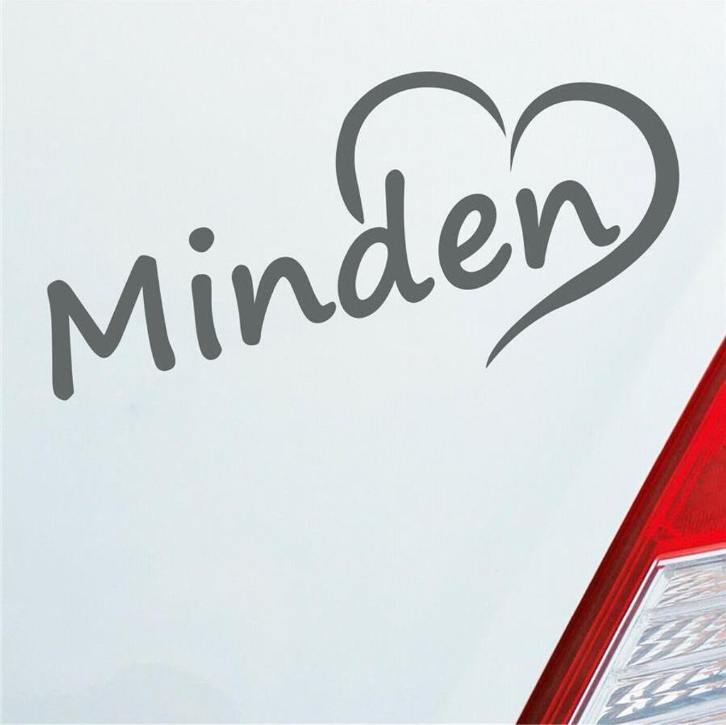 Auto Aufkleber Minden Herz Stadt City Liebe Love Heimat 17,5x8 cm Grau Sticker Heckscheibenaufkleber