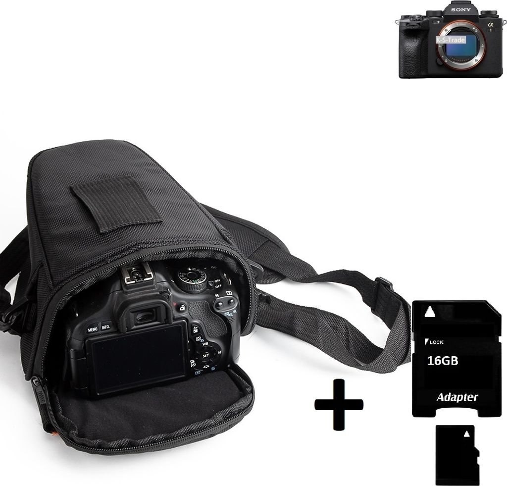 K-S-Trade Schultertasche kompatibel mit Sony Alpha 1 Colt Kameratasche für Systemkameras DSLR DSLM SLR, Bridge etc., + 16GB Speicherkarte