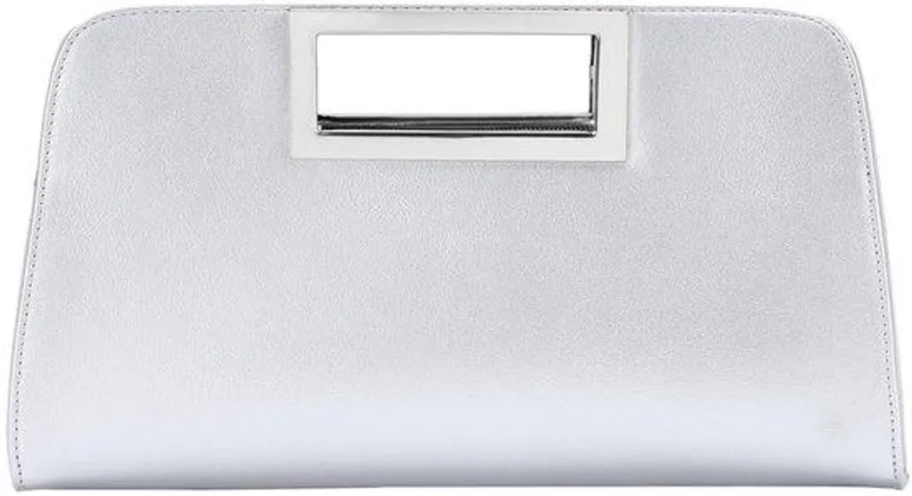 Pochette simili cuir vegan argent pour femme avec bandoulière fine