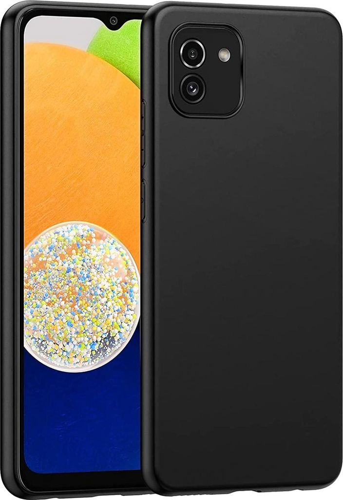Silikon Hülle für Samsung Galaxy A03 Schutzhülle Matt Schwarz Backcover Handy Case