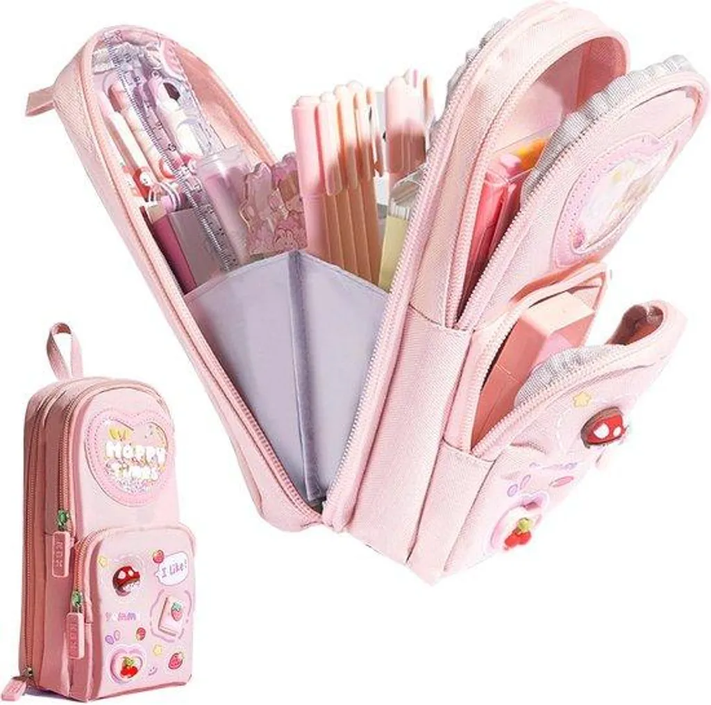 Trousse à crayons pratique avec compartiments pour femme et enfant
