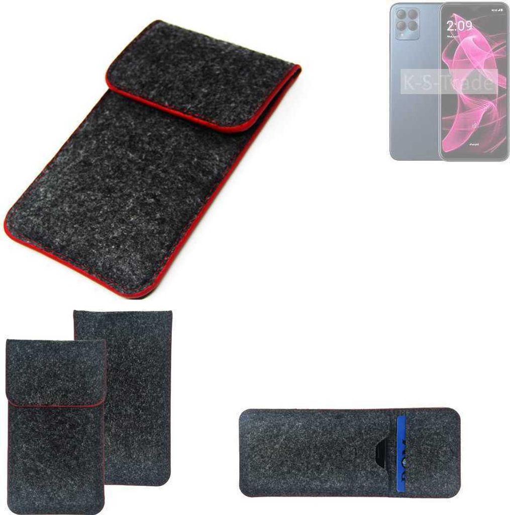 K-S-Trade Handy Schutz Hülle kompatibel mit T-Mobile REVVL 6x Schutzhülle Handyhülle Filztasche Pouch Tasche Case Sleeve Filzhülle dunkelgrau