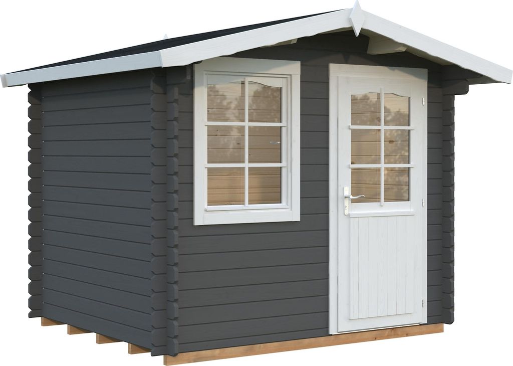 Palmako Gartenhaus Emma 4,6 m² - 28 mm Grau dunkelgrau/weiß