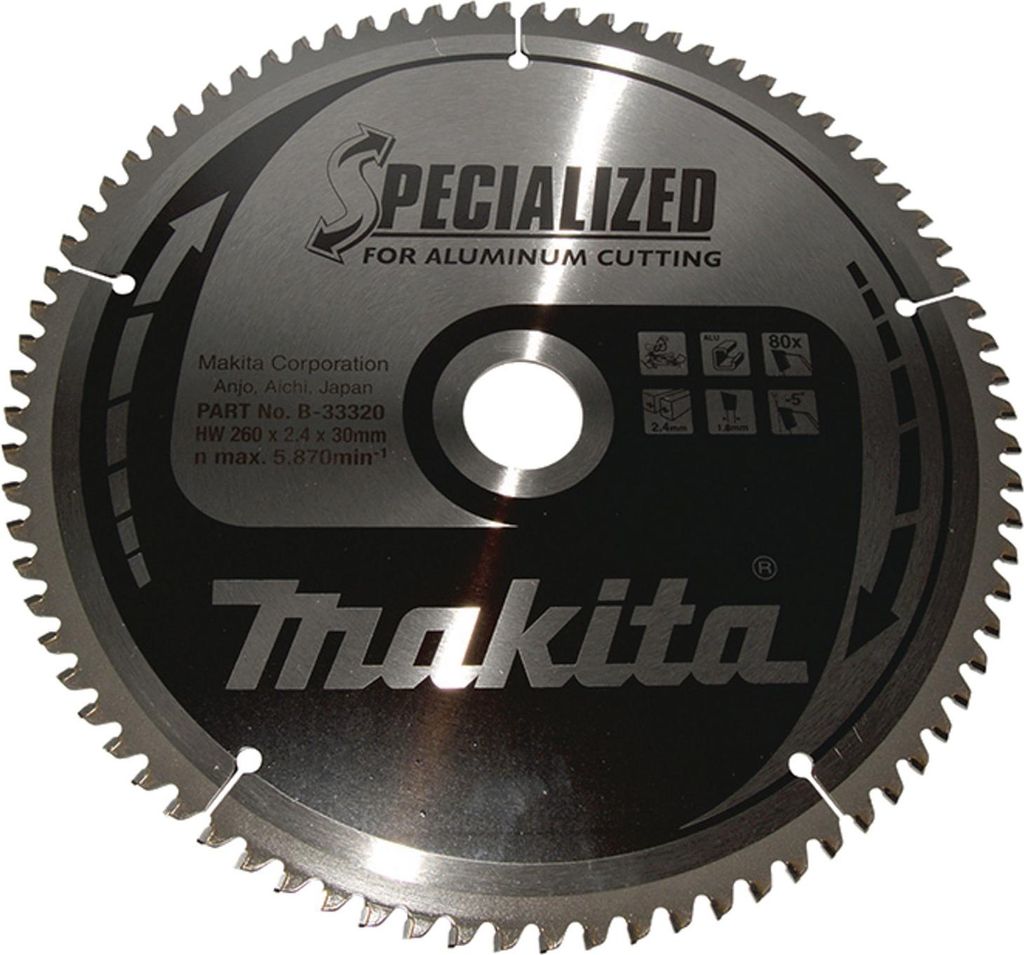 Makita B-33320 Spezial-Kreissägeblatt 260 x 30 mm, 80 Zähne, Aluminium