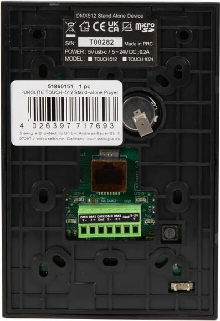 EUROLITE TOUCH-512 Interface DMX Autonome 51860151 pour Éclairage Pro - 4