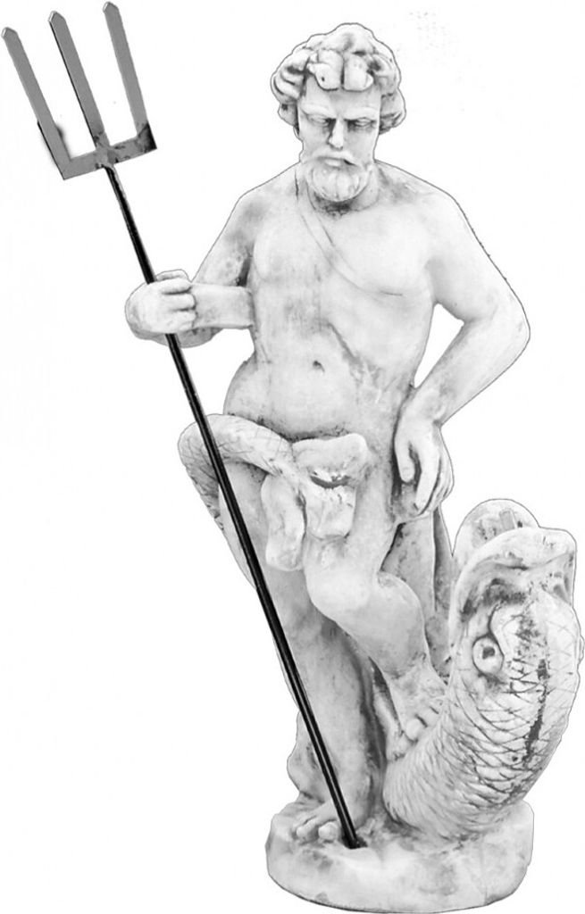 Poseidon aus Steinguss perfekt für den Garten die Terrasse oder den Vorgarten ist Frostfest Witterungsbeständig und Neu 75cm H, ST-302