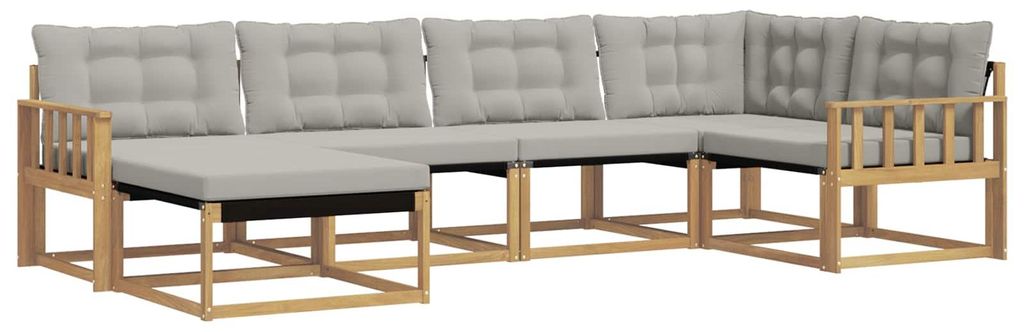 vidaXL Outdoor-Sofagarnitur 6 pcs Weiß und Hellgrau