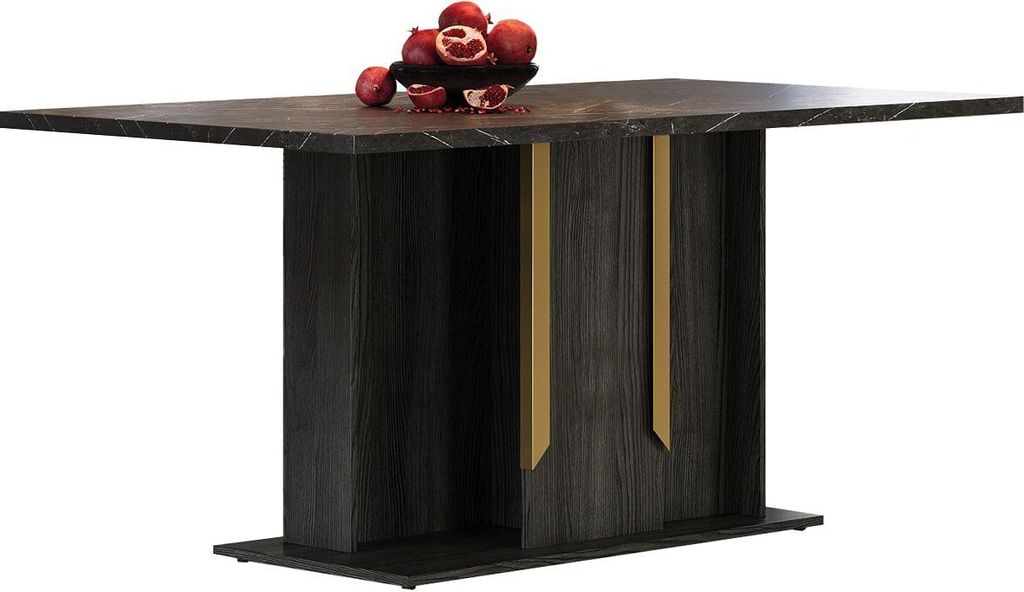 Esstisch Orion in Schwarz/Gold 160 cm - Holzgestell