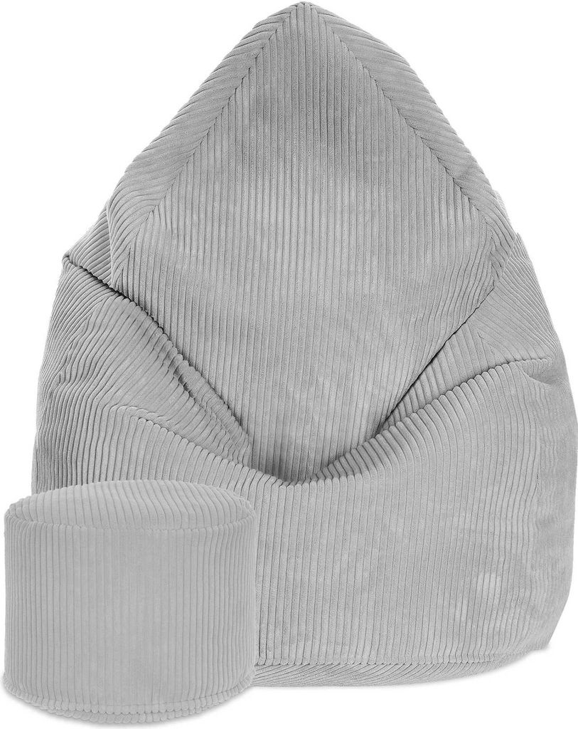 Dreamroots Bean Bag 80x80x120cm Sitzsack mit Lehne und Hocker und Bezug Sitzkissen Boden Chill Sack Bubibag Sitzsack Cool Gray