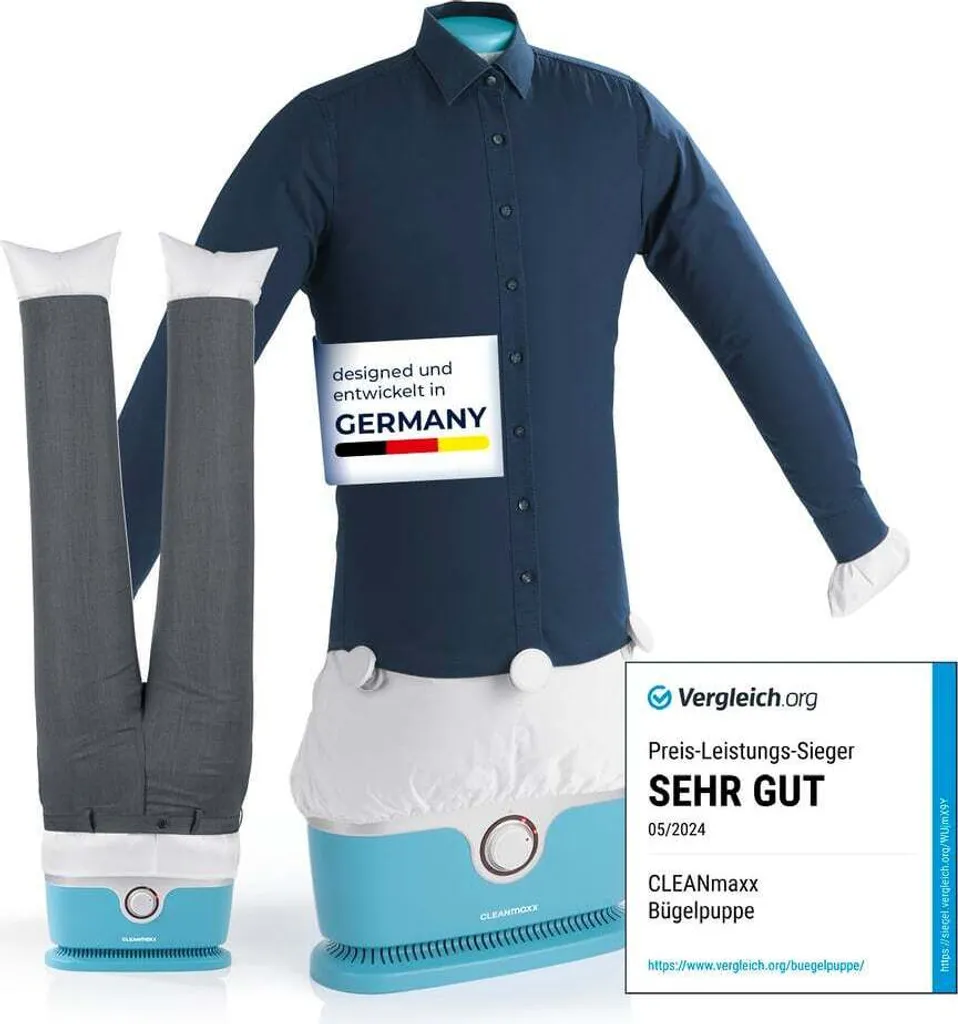 Mannequin de Repassage Automatique pour Chemises et Pantalons Bleu