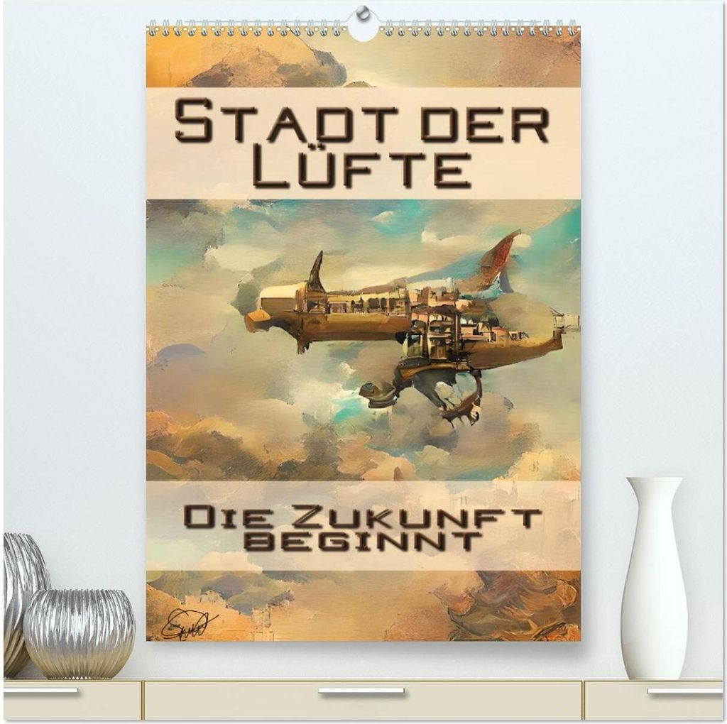 Stadt der Lüfte, die Zukunft beginnt (hochwertiger Premium Wandkalender 2026 DIN A2 hoch), Kunstdruck in Hochglanz