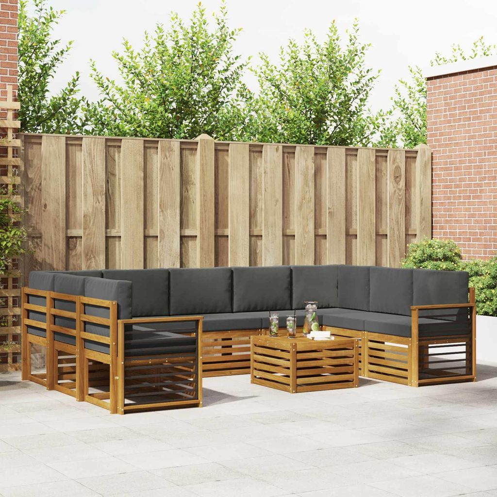 "Neues Produkt" Sofagarnituren - CLORIS - Terrassen-Sofa - 10 pcs - Natur und Anthrazit Massivholz Akazie - Modern Gartensofas V2262