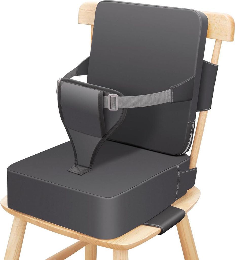 Kinder-Essstuhl-Booster-Kissen, Studenten-Sitzkissen mit verstellbaren Schultergurten, tragbarer wasserdichter Reise-Baby-Booster-Sitz aus PU