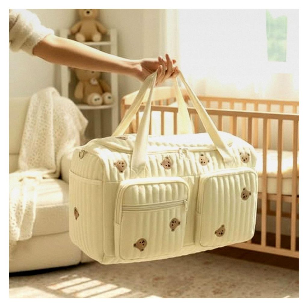 Wickeltasche für Reisen - Cartoon Bär Tasche mit mehreren Fächern für Windeln - Multifunktionaler Windelbeutel für Reisen, Zuhause, Einkaufen,...