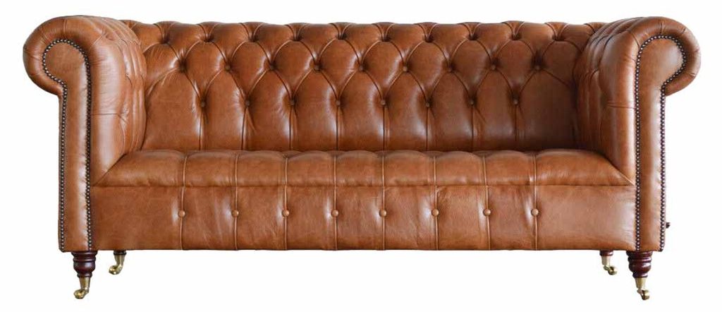 Chesterfield Sofa 3 Sitz Polster Couchen Sofas Couch Dreisitzer Braun