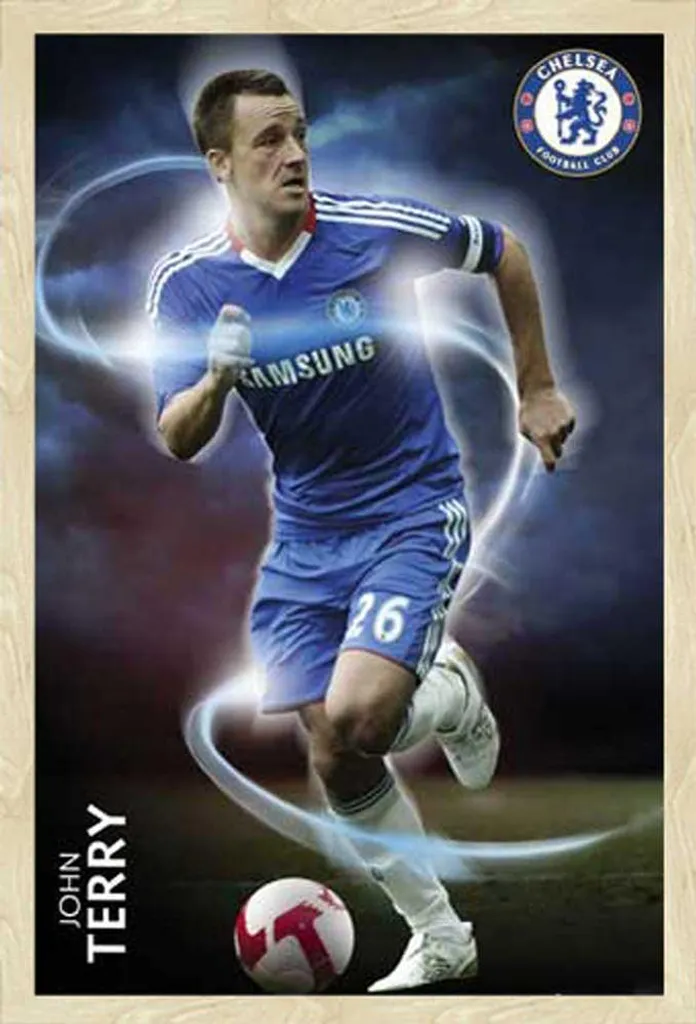 Calcio - Poster - Chelsea, John Terry Versione 2 + cornice rimovibile, Shinsuke® Maxi MDF quercia, vetro acrilico