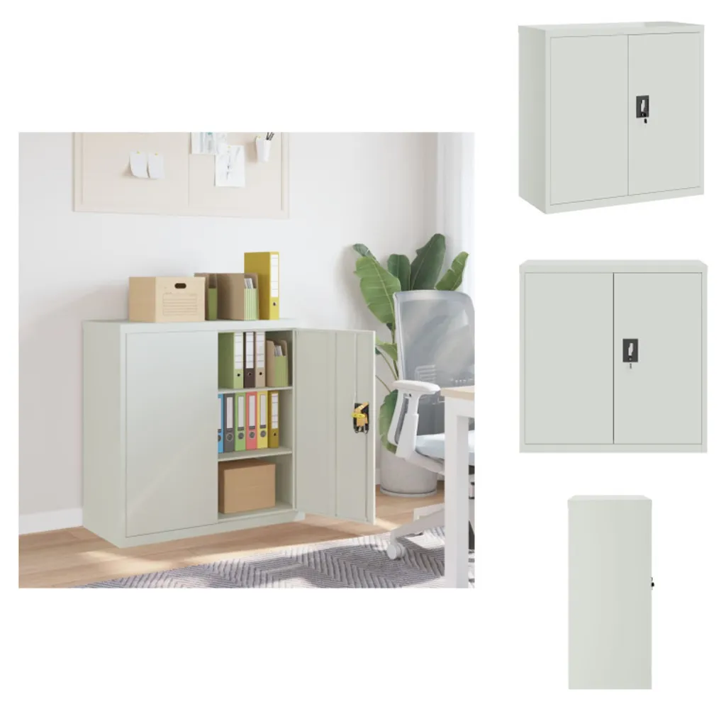 Armoire de bureau métallique grise 2 portes en acier de 90 cm
