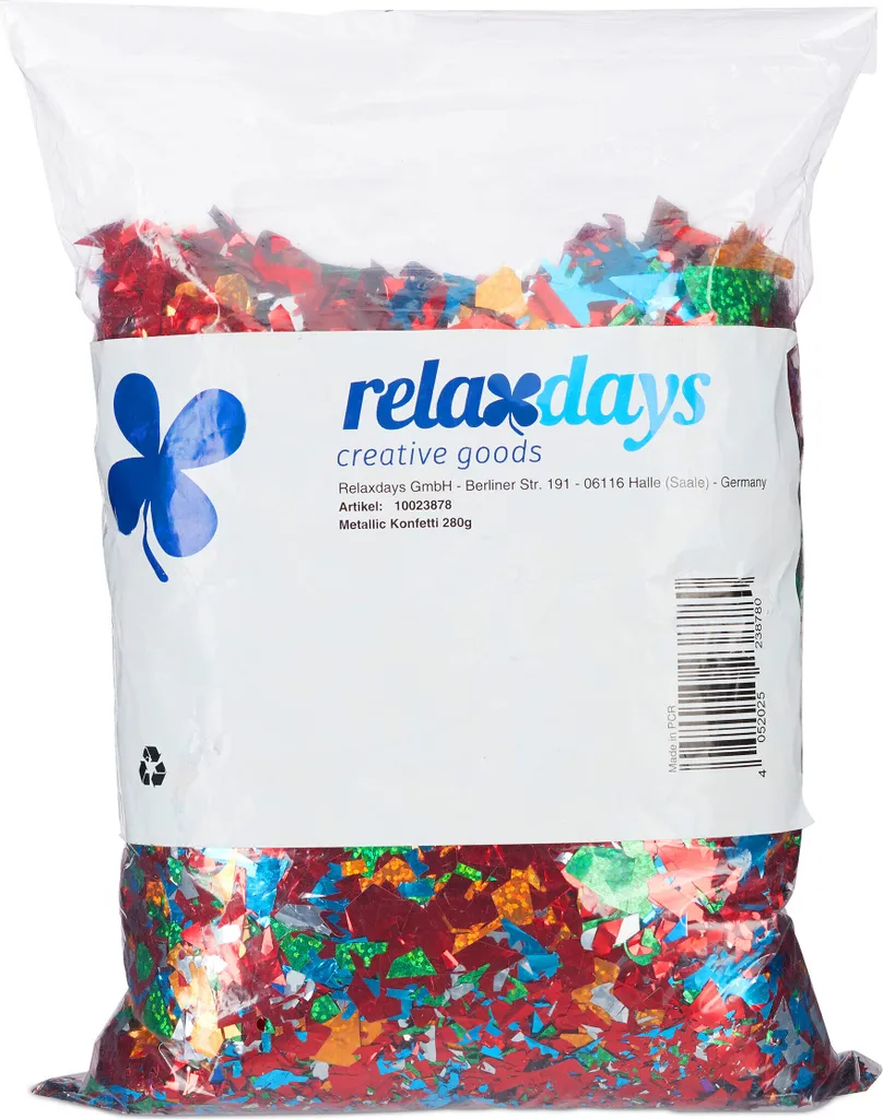 Sacs à confettis multicolores XXL Relaxdays - Lot de 10 haute visibilité
