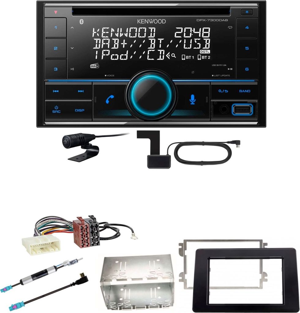 Kenwood DPX-7300DAB Bluetooth DAB CD USB Einbauset für Opel Movano ab 2019