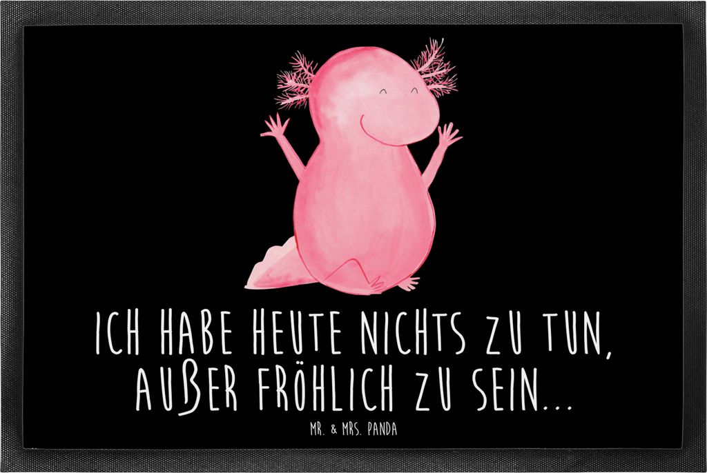 Mr. & Mrs. Panda Vorleger Axolotl Hurra 60 x 90 cm - Schwarz - Geschenk, Fußabtreter, Schmutzmatte, Fußabstreifer, fußmatte, Lurch, Schwanzlurch...