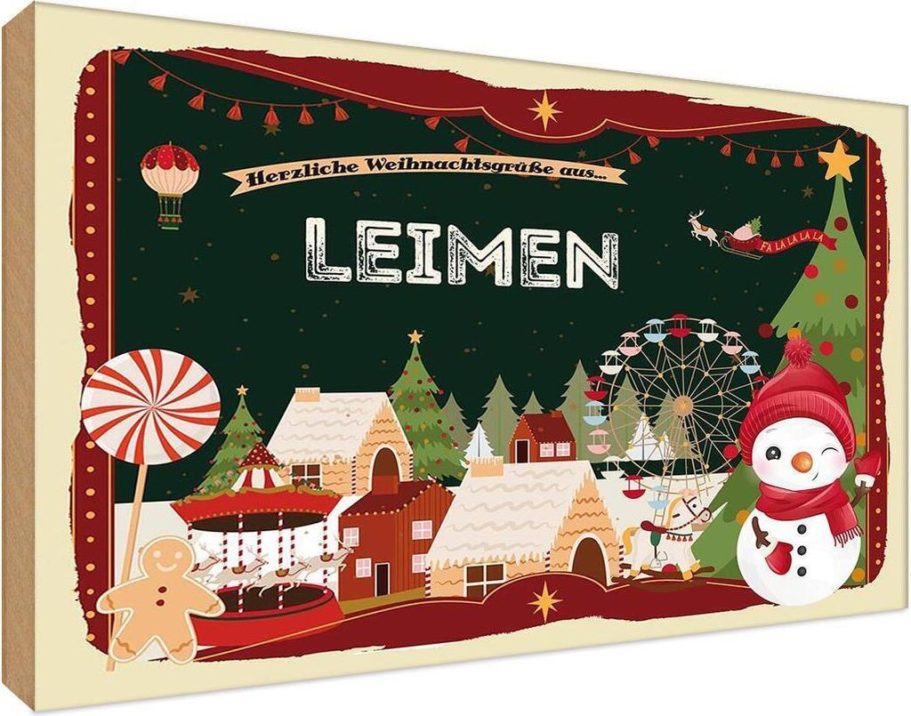 vianmo Holzschild 12x18 cm Weihnachten LEIMEN