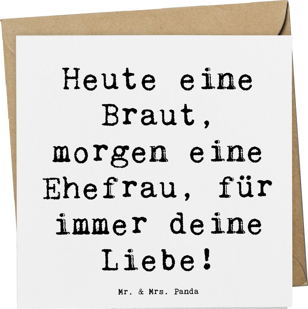 Mr. & Mrs. Panda Klappkarte Spruch Braut Liebe - Weiß - Geschenk, Lebensbund, anlasskarte, Versprechen, doppelkarte, Grußkarte, Hochzeit, Hochzei...