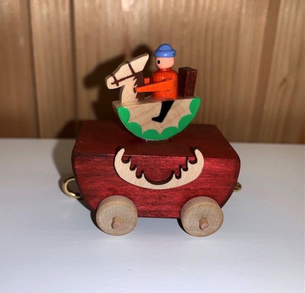 Weihnachtsfiguren Waggon mit Reiterlein für Elchexpress Höhe 8cm NEU