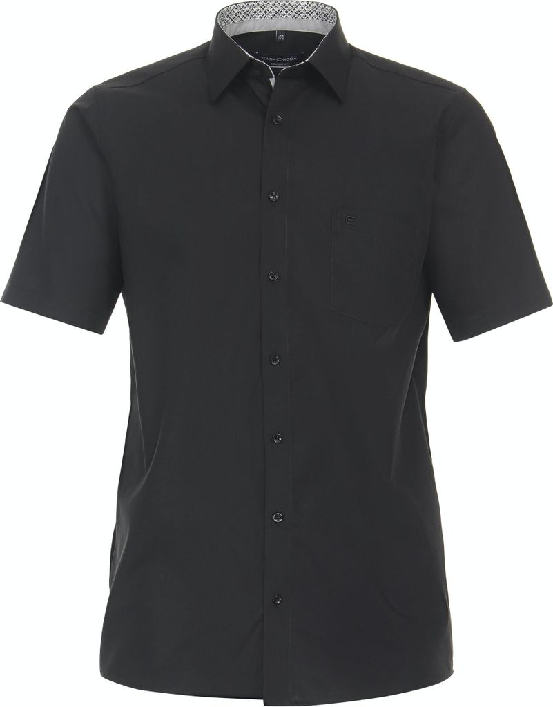 CASAMODA Herren Businesshemd Kurzarm Kent Comfort-Fit Schwarz 43