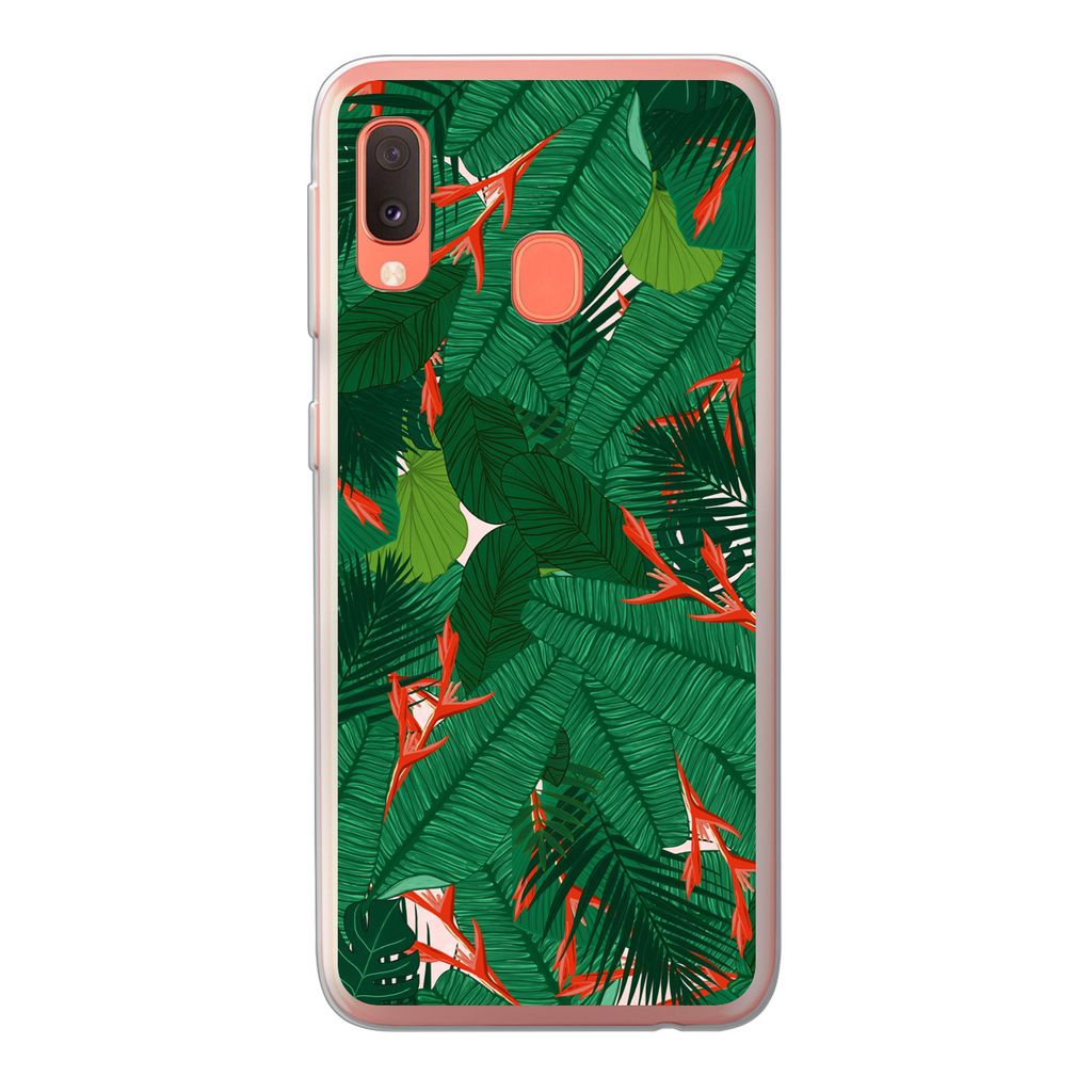MuchoWow Handyhülle Schutzhülle Hülle für Samsung Galaxy A20e Blumen - Blätter - Muster Silikon Softcase Handy Hülle - Abdeckung