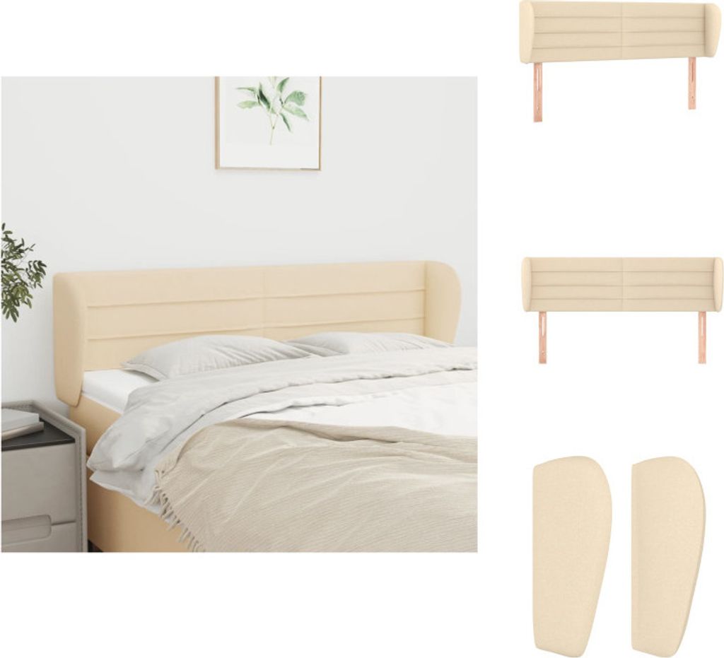 vidaXL Kopfteil mit Ohren Creme 147x23x78/88 cm Stoff - Kopf- & Fußenden