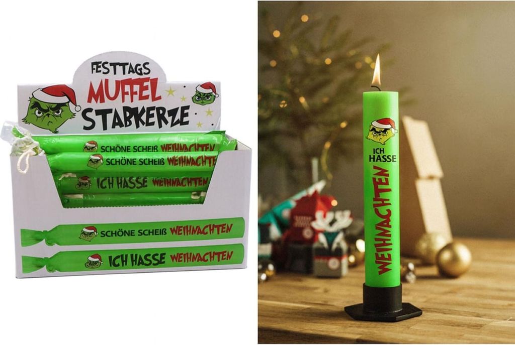 4er Set Weihnachts Kerzen | lustige Weihnachtskerzen | Produktbild 