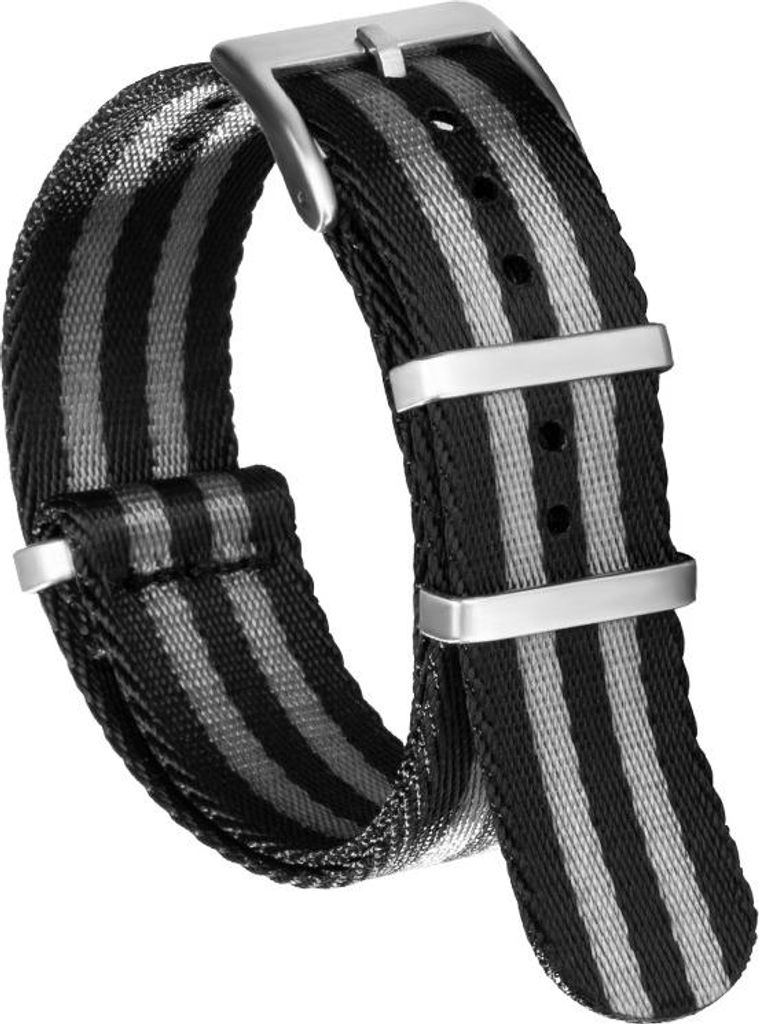 INF Nylon Uhrenarmband für Omega Tissot Mido Seamaster 300, Vintage Stil Schwarz+Grau 18 mm