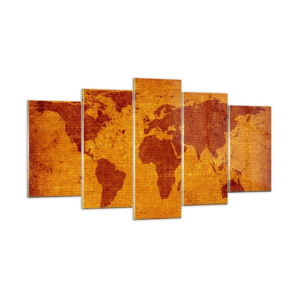 Bilder auf glas - Alte Karte Kontinente Reisen Welt - 160x85cm - Glasbilder - Wandbilder - Kunstdruck - Wanddekoration aus Glas - Glas Bilder - Wan...