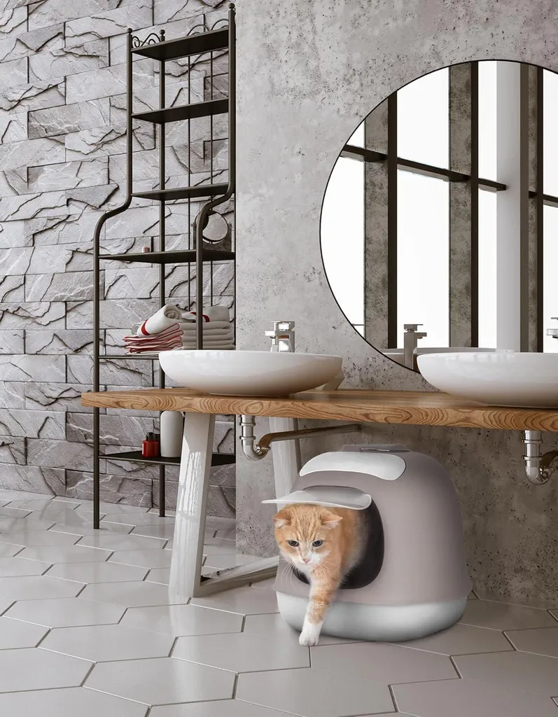 Bac à litière pour chat d'appartement - Intérieur propre et design fermé