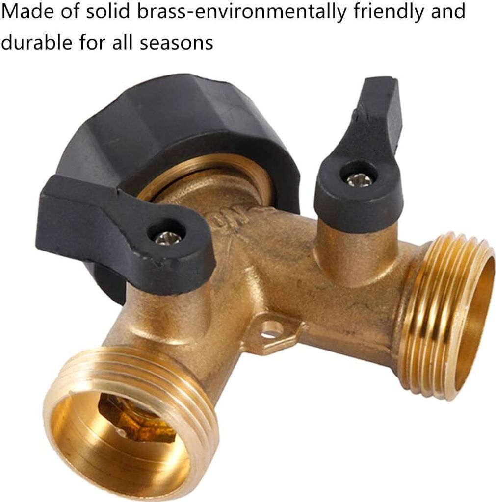 Doppelter Waschmaschinen-Wasserhahn, 2-Wege-Y-Wasserschlauch-Wasserhahn-Anschluss-Splitter für 3/4-Zoll-Versorgungsschläuche, robuster Messing-Do...