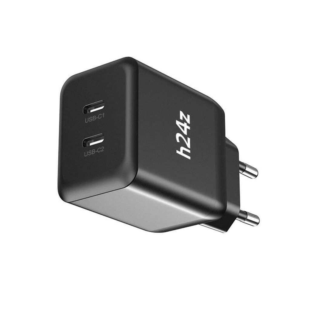 USB-C Ladegerät mit 2 USB-C Anschlüssen Netzteil – Schwarz Produktbild 