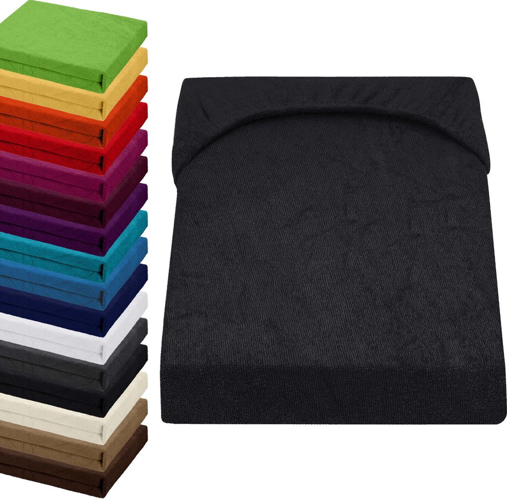 FROTTEE TOPPER Spannbettlaken 140x200-160x200cm Spannbetttuch für Boxspringbett-Topper Matratzen, Farbe: Schwarz