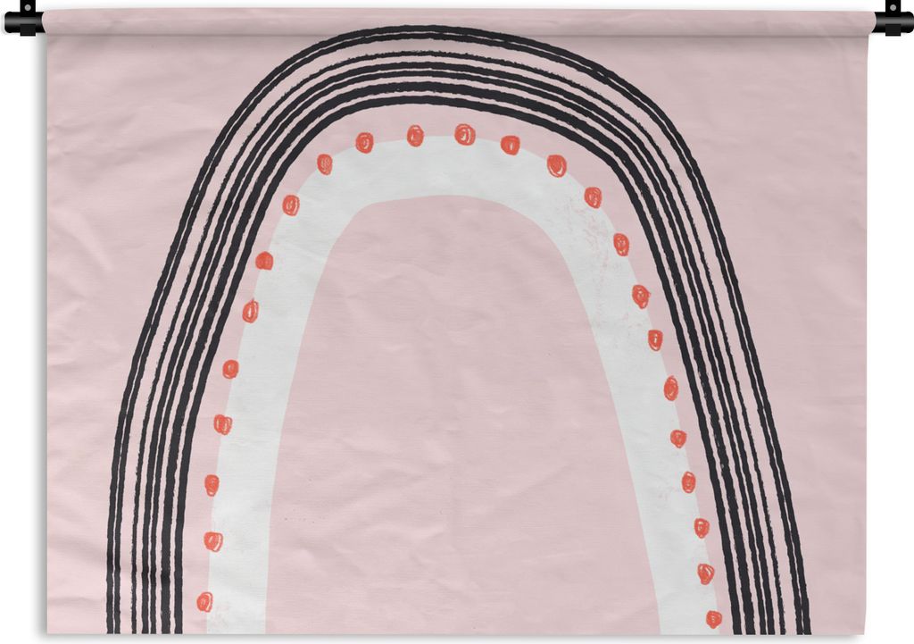 MuchoWow Wandteppich Wandbehang Regenbogen - Minimalismus - Rosa 120x90 cm Tapisserie Dekoration Wandtuch - Wohnen - Aufhänger für die Wand