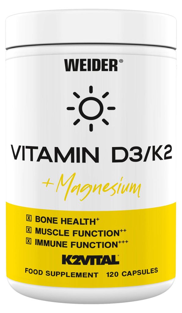 Weider Vitamine D3/K2 + Magnesium, 120 capsules, Productafbeelding 